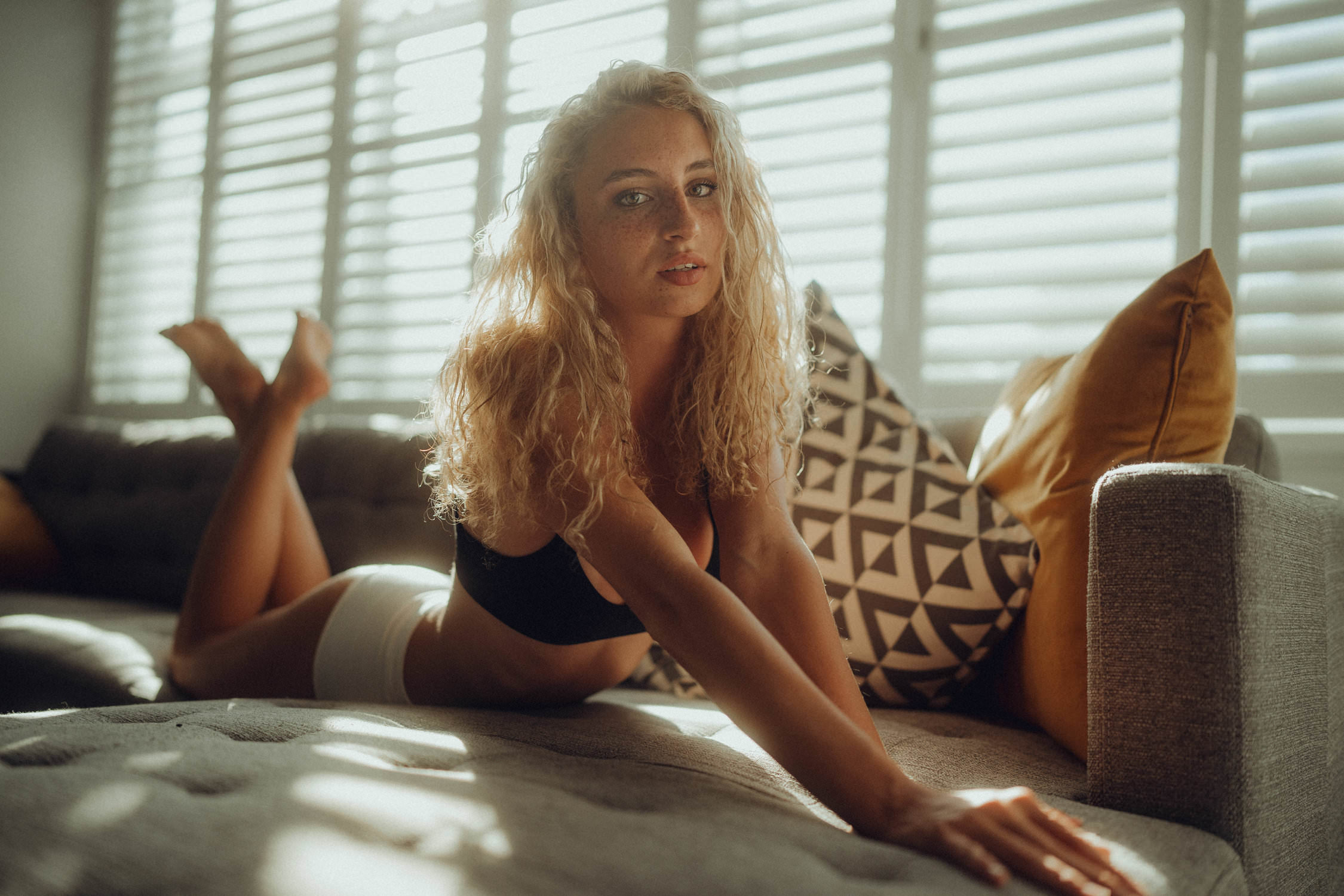 Natural light portrait on the couch